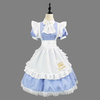 Design Concept:
This Lolita dress draws inspiration from classic English maid uniforms, featuring a delicate lace apron and elegant short sleeves. Available in light blue, dark blue, and soft pink, the dress combines a timeless silhouette with a playful, youthful charm. The high-quality fabric ensures comfort and durability, while the layered details and lace accents enhance its refined Lolita aesthetic. Perfect for daily wear, tea parties, or themed gatherings.