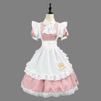 Design Concept:
This Lolita dress draws inspiration from classic English maid uniforms, featuring a delicate lace apron and elegant short sleeves. Available in light blue, dark blue, and soft pink, the dress combines a timeless silhouette with a playful, youthful charm. The high-quality fabric ensures comfort and durability, while the layered details and lace accents enhance its refined Lolita aesthetic. Perfect for daily wear, tea parties, or themed gatherings.