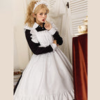 Maid Outfit Plus Size 3XL Black White Long Ruffled Apron Dress