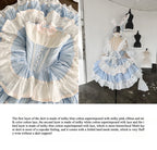 Maid Outfit Sweet Lolita Blue White Sweet Lolita Maid Dress with Bunny Ears Headpiece