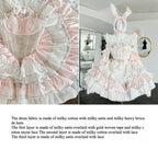 Maid Outfit Sweet Lolita Light Pink Sweet Lolita Maid Dress with Bunny Ears Headpiece