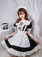Maid Outfit Sweet Lolita Plus Size 5XL Black White Ruffle Trim Bow Accent