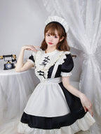 Maid Outfit Sweet Lolita Plus Size 5XL Black White Ruffle Trim Bow Accent