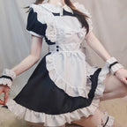 Maid Outfit Sweet Lolita Plus Size 5XL Black White Ruffled Apron Short Sleeve