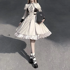 Military Lolita Short Gothic Lolita Dark Dress Dark OP Dress