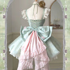 Mori Kei Fashion Green Flower Fairy Lolita Small Fresh Dress Sweet Lolita Bud Jsk Skirt Lolita Princess Cute Dress