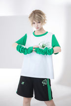 Ouji Fashion Summer Princess Chronicles White Green Printed Shirt Shorts Set