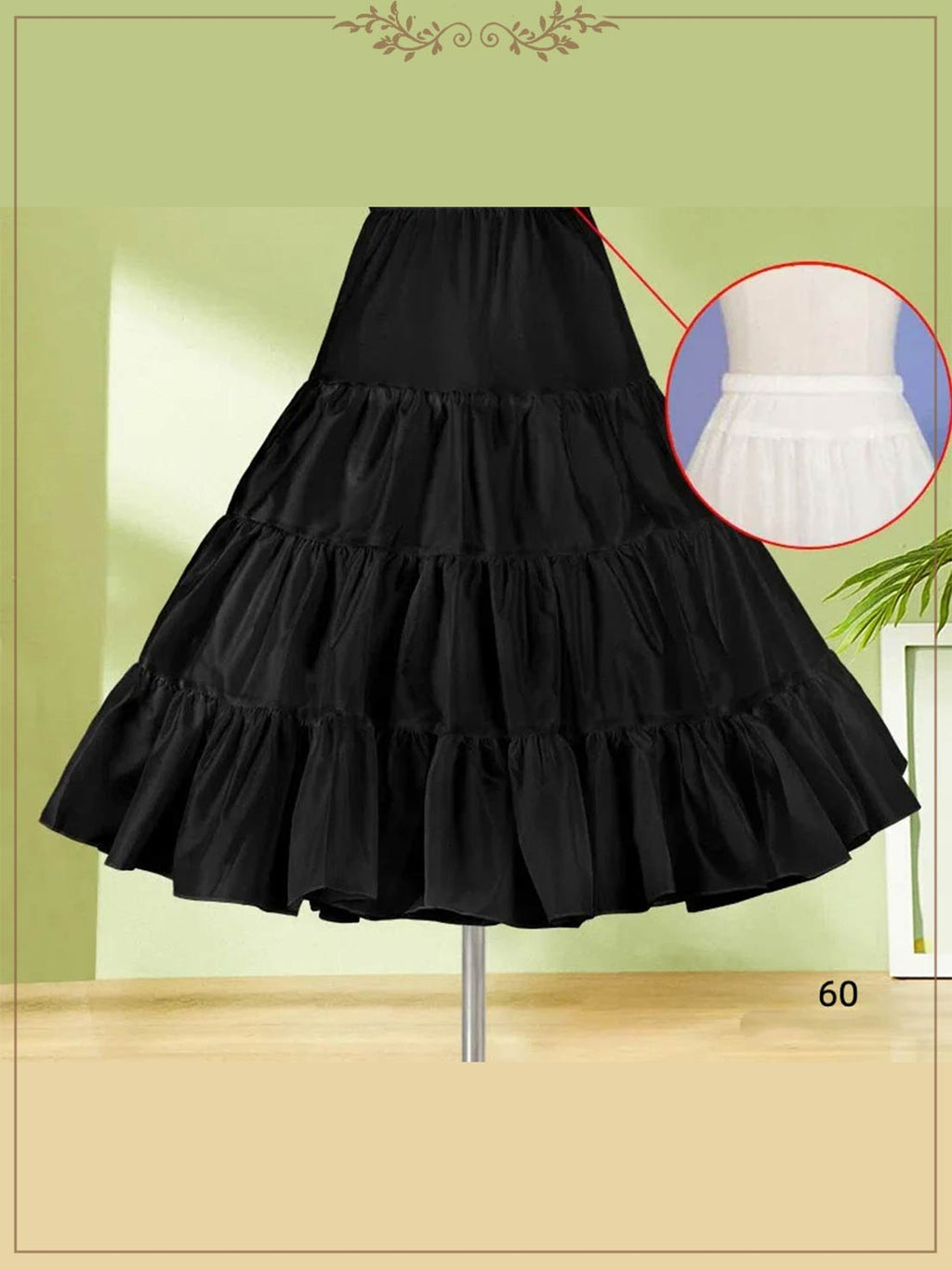 Petticoat Lolita Soft Black Hoopless Crinoline Adjustable Under skirt for Hanfu Ma Mian Skirt Light Fluffy