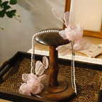 Lolita Hair Accessories Pink Flowers Pearls Fairy Princess Hair Clips Bridal Hairpins