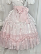 Sweet Lolita Qi Pink Tulips with Ruffles Lace Princess Dress Daily Wear