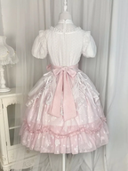 Sweet Lolita Qi Pink Tulips with Ruffles Lace Princess Dress Daily Wear