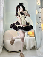 Maid Outfit Brown Chocolate Lolita Polyester Short Sleeve Casual Simple Daily