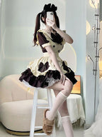 Maid Outfit Brown Chocolate Lolita Polyester Short Sleeve Casual Simple Daily