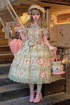Design Concept:

Bring a touch of everyday charm to your wardrobe with this Classic Lolita green dress. Featuring short sleeves, a delicate printed pattern, ruffled trim, bow accents, and a stylish cardigan-style overlay, it perfectly balances sweet elegance with casual wearability. The soft green hue adds a fresh and gentle feel, while the flattering silhouette ensures comfort and style. Ideal for daily outings, tea parties, or casual themed gatherings, this dress combines classic Lolita aesthetics with pr