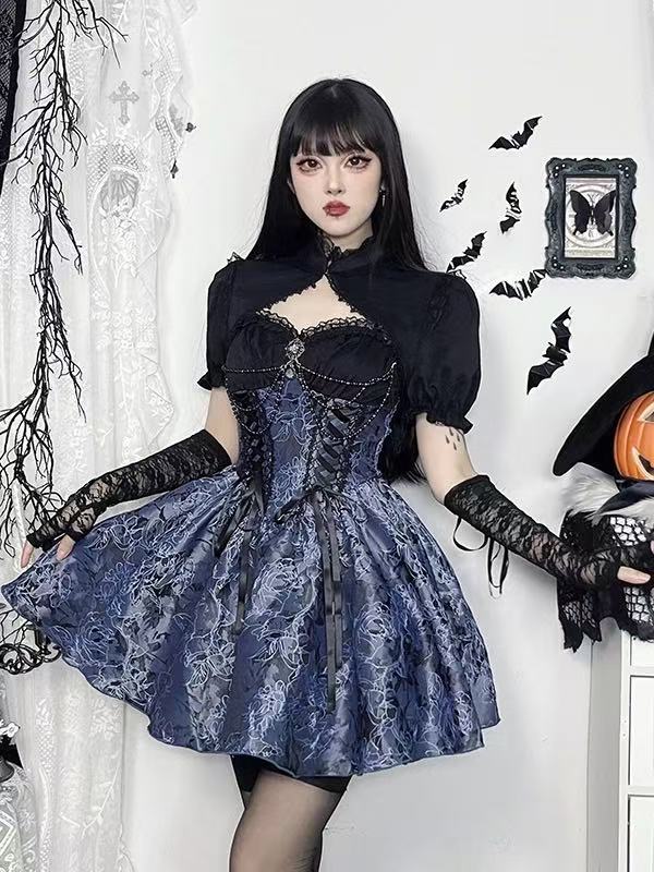 Design Concept:

This Gothic Lolita Halloween vintage dress embodies a mysterious dark aesthetic with a touch of retro elegance. Designed with a slim waistline, it creates a flattering silhouette while maintaining the unique charm of Gothic subculture style.&nbsp;The product includes one single dress, featuring a refined cut that enhances the figure. Perfect for Halloween parties, themed events, or daily Gothic Lolita fashion, this piece combines sophistication with a dramatic dark allure.
