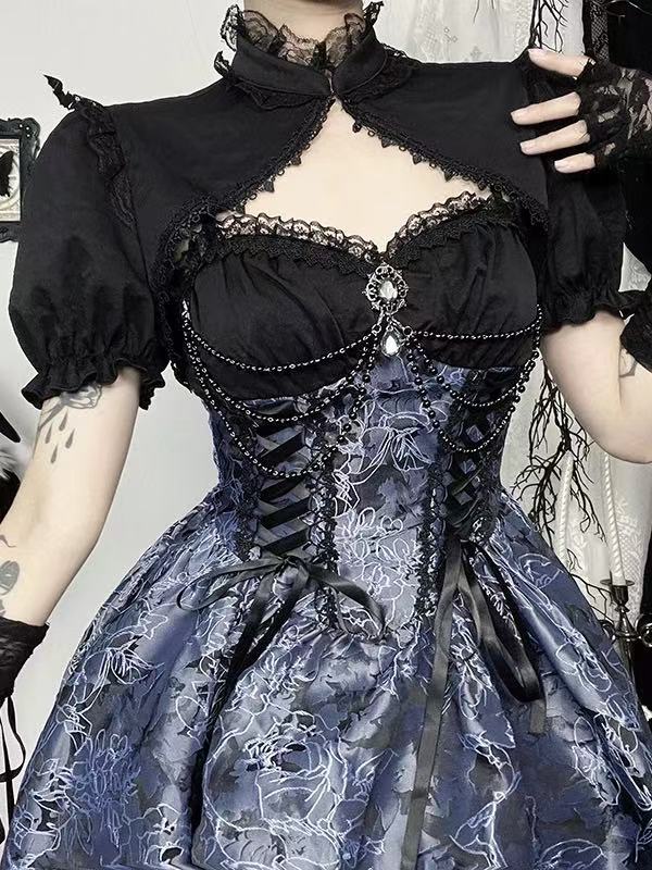 Design Concept:

This Gothic Lolita Halloween vintage dress embodies a mysterious dark aesthetic with a touch of retro elegance. Designed with a slim waistline, it creates a flattering silhouette while maintaining the unique charm of Gothic subculture style.&nbsp;The product includes one single dress, featuring a refined cut that enhances the figure. Perfect for Halloween parties, themed events, or daily Gothic Lolita fashion, this piece combines sophistication with a dramatic dark allure.