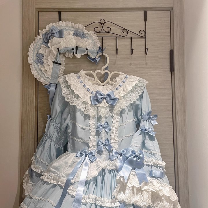[Pre]Hime Lolita Gorgeous Court Style Long Sleeve Lace Party Birthday Banquet Princess Dress