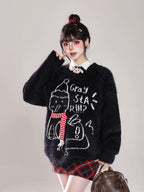 Design Concept:
This Sweet Lolita blouse is crafted from soft mink plush knit, available in beige, black, and red. Featuring a cozy round neck and a relaxed, slightly oversized silhouette, it blends comfort with a playful, festive aesthetic. The luxurious texture and subtle detailing make it perfect for all seasons, ideal for daily wear, casual gatherings, or adding a touch of holiday charm to your wardrobe.