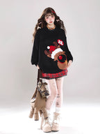 Description:
Celebrate the festive season in playful elegance with our Lolita Blouse Red Black Reindeer Knit Pullover Casual Sweater. Designed with a cozy round neck and crafted from soft knit fabric, this sweater combines comfort with charming holiday style. The cute reindeer motif adds a touch of whimsy, making it perfect for Christmas gatherings or cheerful daily wear. With its relaxed fit and versatile design, it pairs effortlessly with skirts or pants, bringing a unique blend of warmth and festive char