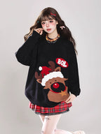 Description:
Celebrate the festive season in playful elegance with our Lolita Blouse Red Black Reindeer Knit Pullover Casual Sweater. Designed with a cozy round neck and crafted from soft knit fabric, this sweater combines comfort with charming holiday style. The cute reindeer motif adds a touch of whimsy, making it perfect for Christmas gatherings or cheerful daily wear. With its relaxed fit and versatile design, it pairs effortlessly with skirts or pants, bringing a unique blend of warmth and festive char