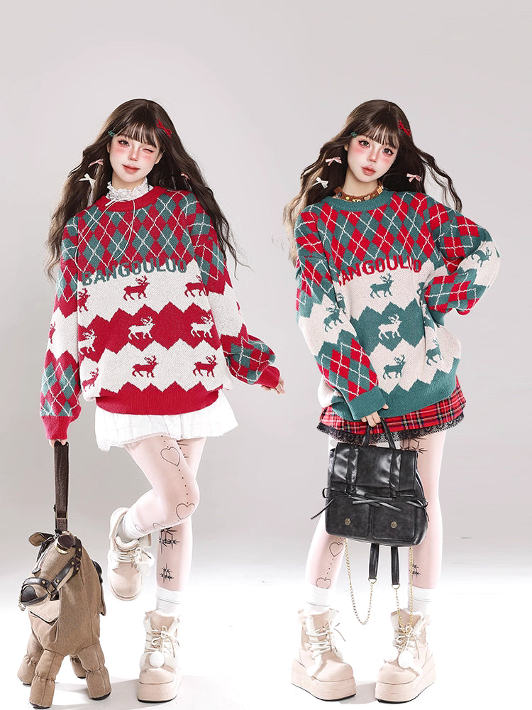Description:
Celebrate the festive season in cozy elegance with our Red and Green Lolita Knit Oversize Sweater. Blending Christmas-inspired charm with casual academy style, this soft pullover is designed for both warmth and style. The oversized silhouette creates a relaxed fit that pairs effortlessly with skirts or trousers, while the knit texture brings a touch of classic winter comfort. Perfect for holiday gatherings, casual outings, or simply staying cozy at home, this sweater adds a cheerful yet refined