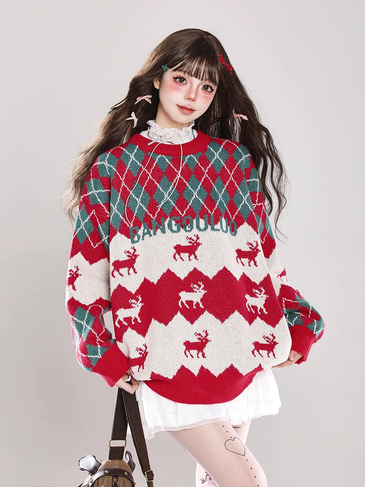 Description:
Celebrate the festive season in cozy elegance with our Red and Green Lolita Knit Oversize Sweater. Blending Christmas-inspired charm with casual academy style, this soft pullover is designed for both warmth and style. The oversized silhouette creates a relaxed fit that pairs effortlessly with skirts or trousers, while the knit texture brings a touch of classic winter comfort. Perfect for holiday gatherings, casual outings, or simply staying cozy at home, this sweater adds a cheerful yet refined