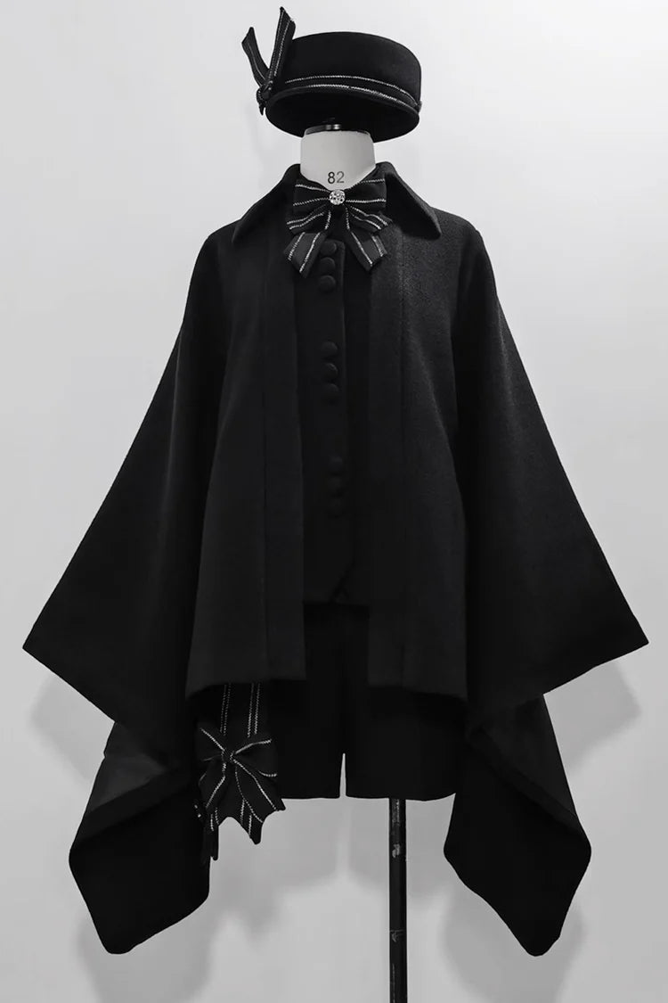 Design Concept:

This Lolita coat in classic black features a vintage Ouji-inspired design with oversized wide sleeves. Made from soft wool fabric, it offers both warmth and elegance for autumn and winter wear. The loose silhouette creates a graceful flow, while the retro details highlight a noble and stylish Lolita aesthetic. Perfect for pairing with dresses, skirts, or formal Lolita outfits, this overcoat combines comfort, functionality, and timeless charm.