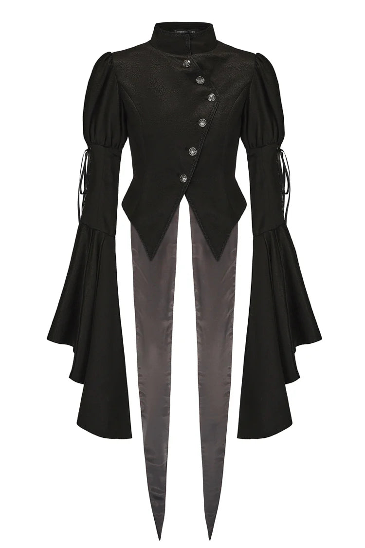 This Lolita coat in black features long sleeves and a retro-inspired design with a prince-like silhouette. The graceful tailoring and Ouji style create a stylish, elegant look perfect for completing a sharp and sophisticated Lolita outfit. Ideal for daily wear, cosplay, or special occasions, this jacket combines classic structure with playful Lolita charm.