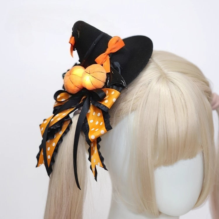 Design Concept:
This black Lolita hair accessory collection draws inspiration from playful Halloween motifs, featuring delicate pumpkin, bat, and bunny ear designs. Each piece blends dark cute and gothic aesthetics, perfect for adding a festive and whimsical touch to your Lolita or cosplay outfits. Ideal for themed parties, tea gatherings, or seasonal celebrations, these accessories enhance any look with a hint of mischief and charm. This product is a pre-sale item.