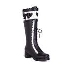 Design Concept:

Discover the perfect fusion of Gothic and Knight style with these black tall boots, expertly designed for petite women to create a slimming and lengthening silhouette. Crafted from high-quality synthetic leather with a sleek finish, these boots feature a comfortable flat heel and a convenient side zipper for easy wear. Their versatile knight boot design effortlessly complements any Lolita coordinate, adding a touch of elegant edge to your wardrobe for a truly striking statement.