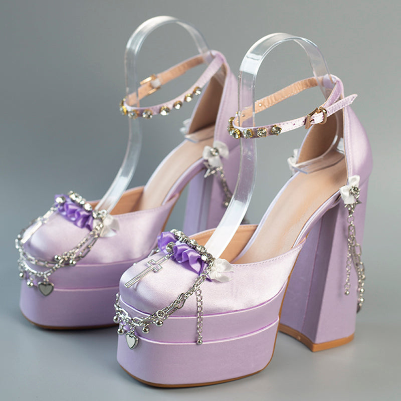 [Pre]Lolita Shoes Rose Red Goth Platform High Heels Leather Super High Heels