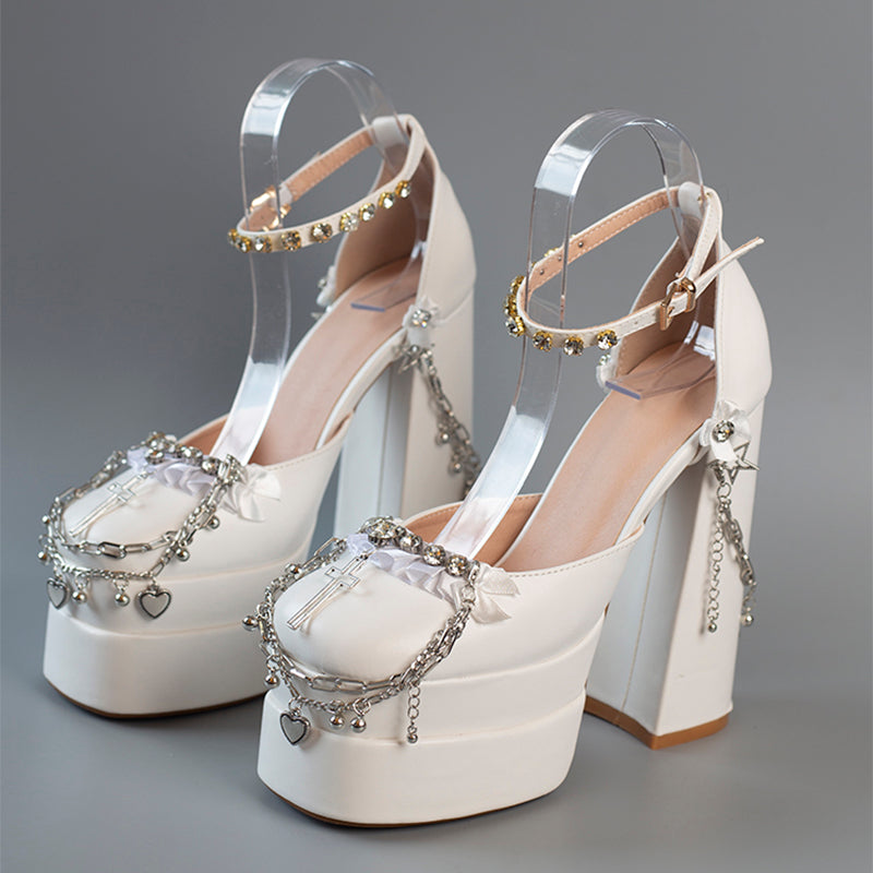 [Pre]Lolita Shoes Rose Red Goth Platform High Heels Leather Super High Heels