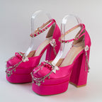 [Pre]Lolita Shoes Rose Red Goth Platform High Heels Leather Super High Heels