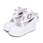 Design Concept:

These adorable Lolita shoes are designed to balance sweet style with everyday comfort. Featuring a classic round toe and low-cut design, they create a soft and feminine silhouette. A delicate ribbon bow adds a playful touch, while the 5cm mid heel offers the perfect blend of height and stability. Available in four versatile colors—black, red, white, and blue—these shoes are ideal for completing both sweet and classic Lolita coordinates with charm and ease.