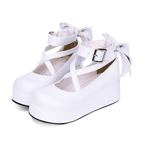 Design Concept:

These adorable Lolita shoes are designed to balance sweet style with everyday comfort. Featuring a classic round toe and low-cut design, they create a soft and feminine silhouette. A delicate ribbon bow adds a playful touch, while the 5cm mid heel offers the perfect blend of height and stability. Available in four versatile colors—black, red, white, and blue—these shoes are ideal for completing both sweet and classic Lolita coordinates with charm and ease.