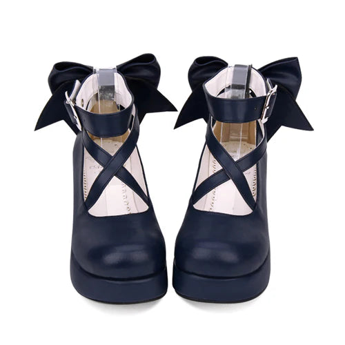 Design Concept:

These adorable Lolita shoes are designed to balance sweet style with everyday comfort. Featuring a classic round toe and low-cut design, they create a soft and feminine silhouette. A delicate ribbon bow adds a playful touch, while the 5cm mid heel offers the perfect blend of height and stability. Available in four versatile colors—black, red, white, and blue—these shoes are ideal for completing both sweet and classic Lolita coordinates with charm and ease.
