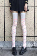 Design Concept:


These adorable Lolita over-knee socks feature charming anime-inspired patterns that bring a playful and sweet touch to any outfit. Designed in soft, comfortable fabric, they maintain a snug fit while extending gracefully over the knee. Perfect for pairing with Lolita skirts, dresses, or cosplay ensembles, each pair enhances the youthful, whimsical aesthetic of Japanese-style Lolita fashion. Available in four delightful styles—blue, pink, white, and white with star print—these socks offer v