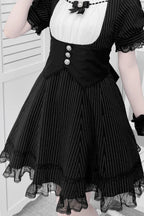 Design Concept:


Step into charming elegance with this Maid Outfit Black White Short Sleeves Striped Print Lolita Dress Set. Featuring a delicate striped pattern throughout, the design is adorned with playful ruffles, dainty ribbon bows, and a flattering cross-belt waist detail that enhances the silhouette. The classic black and white color combination highlights the refined maid-inspired style, while the striped accents add a lively and youthful touch. Perfect for cosplay, themed parties, or Lolita fashio