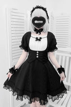 Design Concept:


Step into charming elegance with this Maid Outfit Black White Short Sleeves Striped Print Lolita Dress Set. Featuring a delicate striped pattern throughout, the design is adorned with playful ruffles, dainty ribbon bows, and a flattering cross-belt waist detail that enhances the silhouette. The classic black and white color combination highlights the refined maid-inspired style, while the striped accents add a lively and youthful touch. Perfect for cosplay, themed parties, or Lolita fashio