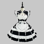 [Pre]Qi Lolita Outfit Black Pink Ruffle Cake Dress Style Lolita Clothes Fashion