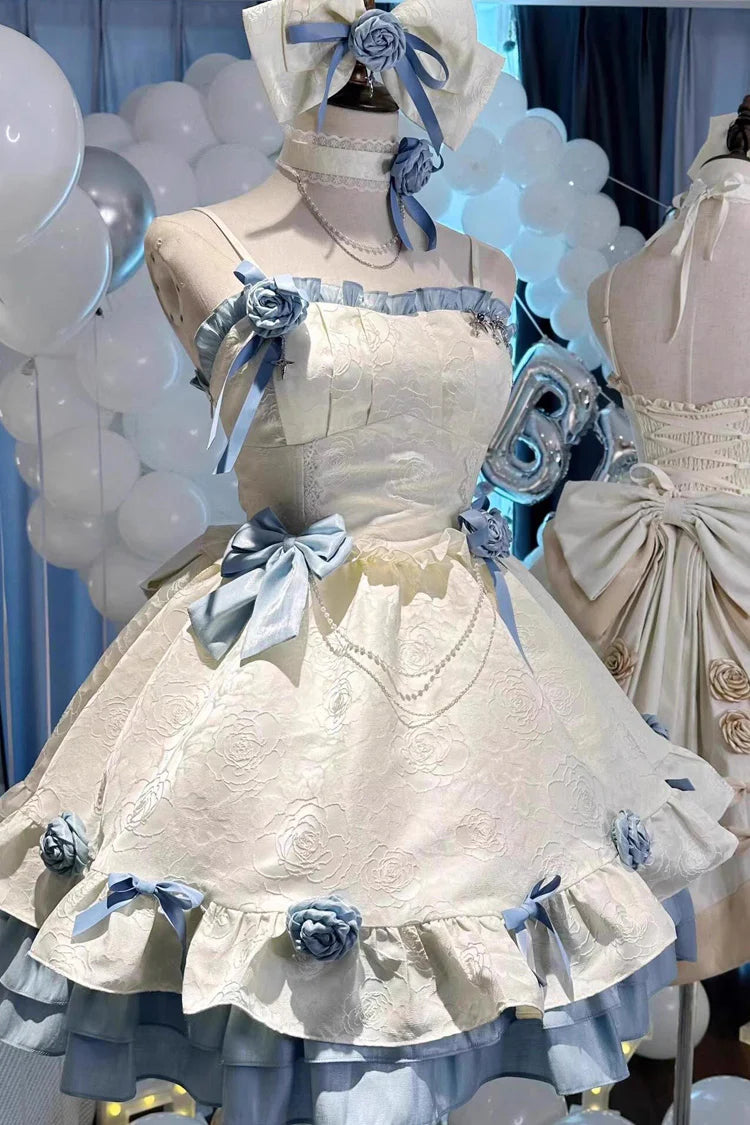 Design Concept:

This Sweet Lolita JSK dress in apricot and blue features a floral pattern with delicate frill accents and charming ribbon details. The layered ruffles create a playful yet elegant silhouette, perfectly capturing the princess-inspired Lolita aesthetic. Ideal for cosplay, special occasions, or daily Lolita styling, this dress combines whimsical charm with feminine sophistication.