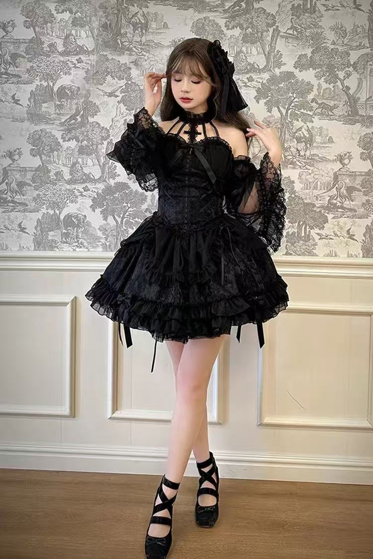 Design Concept:

This Sweet Lolita dress in soft pink features a strapless, sleeveless design adorned with a charming bow and delicate frill detailing. The layered skirt adds volume and a playful, sweet aesthetic, creating a feminine Lolita silhouette. Perfect for daily wear, cosplay, or special occasions, this dress combines whimsical charm with elegant style.
