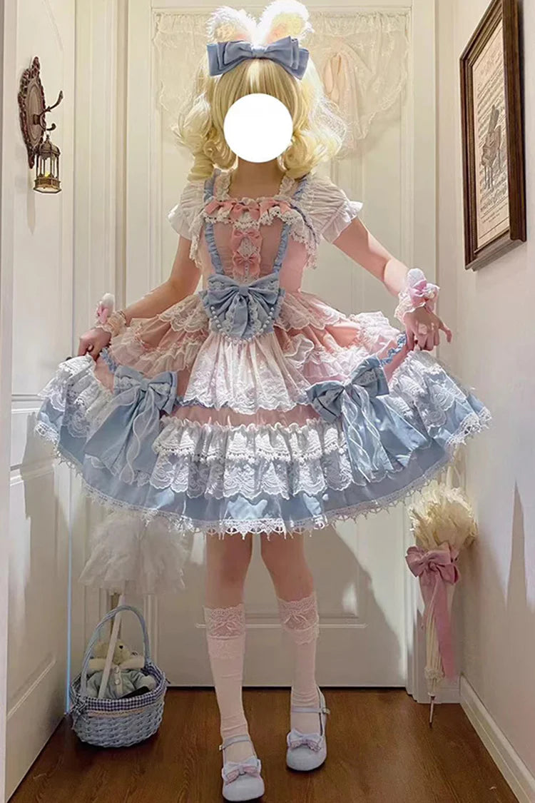 Design Concept:&nbsp;

Step into a world of fairy-tale charm with this exquisite Sweet Lolita JSK dress. Crafted in a beautiful blue hue, the design embodies a gorgeous "doll-like" aesthetic, perfect for creating a dreamy and sweet silhouette. The sleeveless jumper skirt features elaborate multi-layered ruffles that create a delightful sense of volume and movement. Delicate lace trims and a beautifully shaped bow accent add a touch of refined elegance to the overall design.