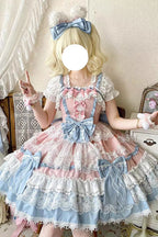 Design Concept:&nbsp;

Step into a world of fairy-tale charm with this exquisite Sweet Lolita JSK dress. Crafted in a beautiful blue hue, the design embodies a gorgeous "doll-like" aesthetic, perfect for creating a dreamy and sweet silhouette. The sleeveless jumper skirt features elaborate multi-layered ruffles that create a delightful sense of volume and movement. Delicate lace trims and a beautifully shaped bow accent add a touch of refined elegance to the overall design.
