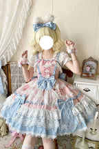 Design Concept:&nbsp;

Step into a world of fairy-tale charm with this exquisite Sweet Lolita JSK dress. Crafted in a beautiful blue hue, the design embodies a gorgeous "doll-like" aesthetic, perfect for creating a dreamy and sweet silhouette. The sleeveless jumper skirt features elaborate multi-layered ruffles that create a delightful sense of volume and movement. Delicate lace trims and a beautifully shaped bow accent add a touch of refined elegance to the overall design.