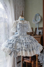 Design Concept:
Embrace a graceful and romantic style with this Sweet Lolita blue JSK dress. Designed with a sleeveless cut, cascading ruffles, and fine lace trimming, it captures an air of elegance and sweetness. The bow embellishments add a charming touch, while the layered silhouette flows beautifully for a fairytale-like appearance. Perfect for tea parties, garden strolls, or themed events, this lovely blue dress brings a soft and enchanting presence to any Lolita outfit.