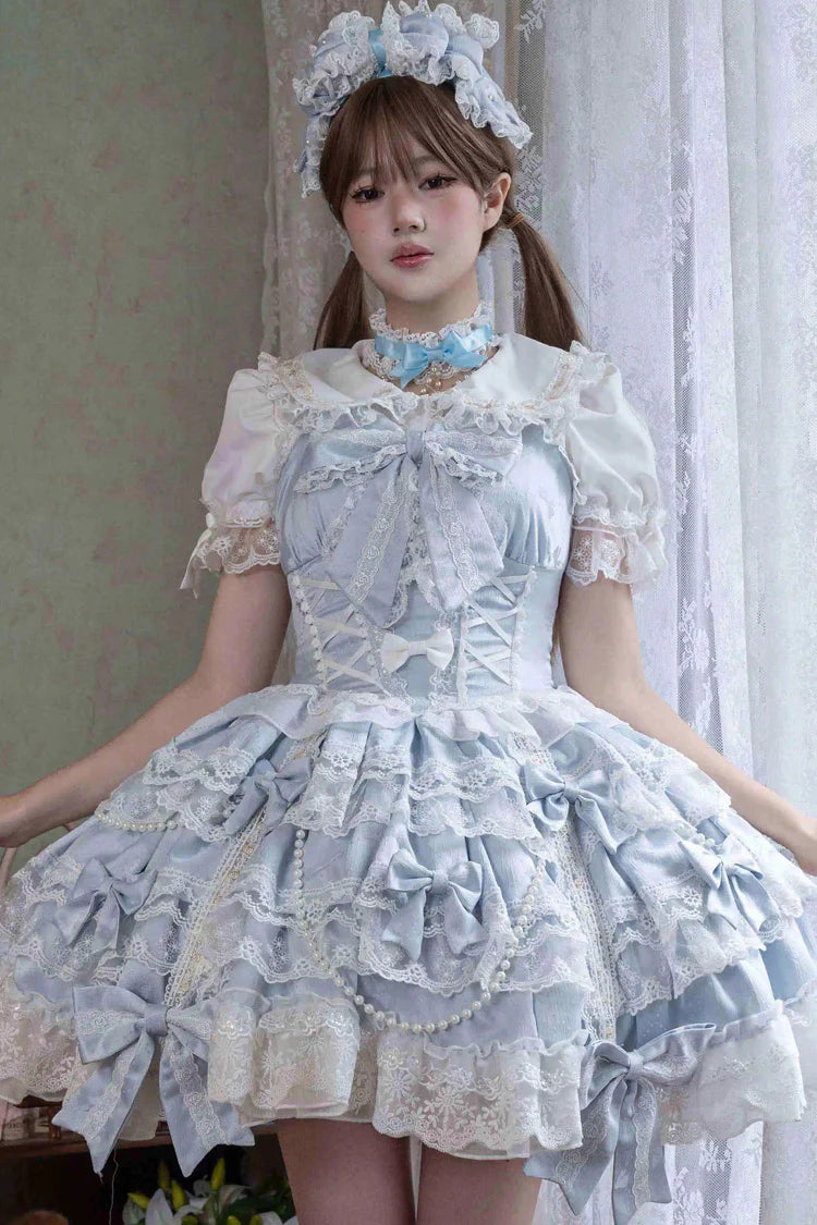 Design Concept:
Embrace a graceful and romantic style with this Sweet Lolita blue JSK dress. Designed with a sleeveless cut, cascading ruffles, and fine lace trimming, it captures an air of elegance and sweetness. The bow embellishments add a charming touch, while the layered silhouette flows beautifully for a fairytale-like appearance. Perfect for tea parties, garden strolls, or themed events, this lovely blue dress brings a soft and enchanting presence to any Lolita outfit.
