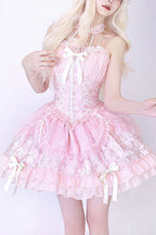 Design Concept:

This Sweet Lolita dress in soft pink features a strapless, sleeveless design with delicate ribbon and frill accents. The layered skirt adds dimension and a playful, sweet aesthetic, creating a charming Lolita silhouette. Perfect for daily wear, cosplay, or special occasions, this dress combines feminine elegance with whimsical style.