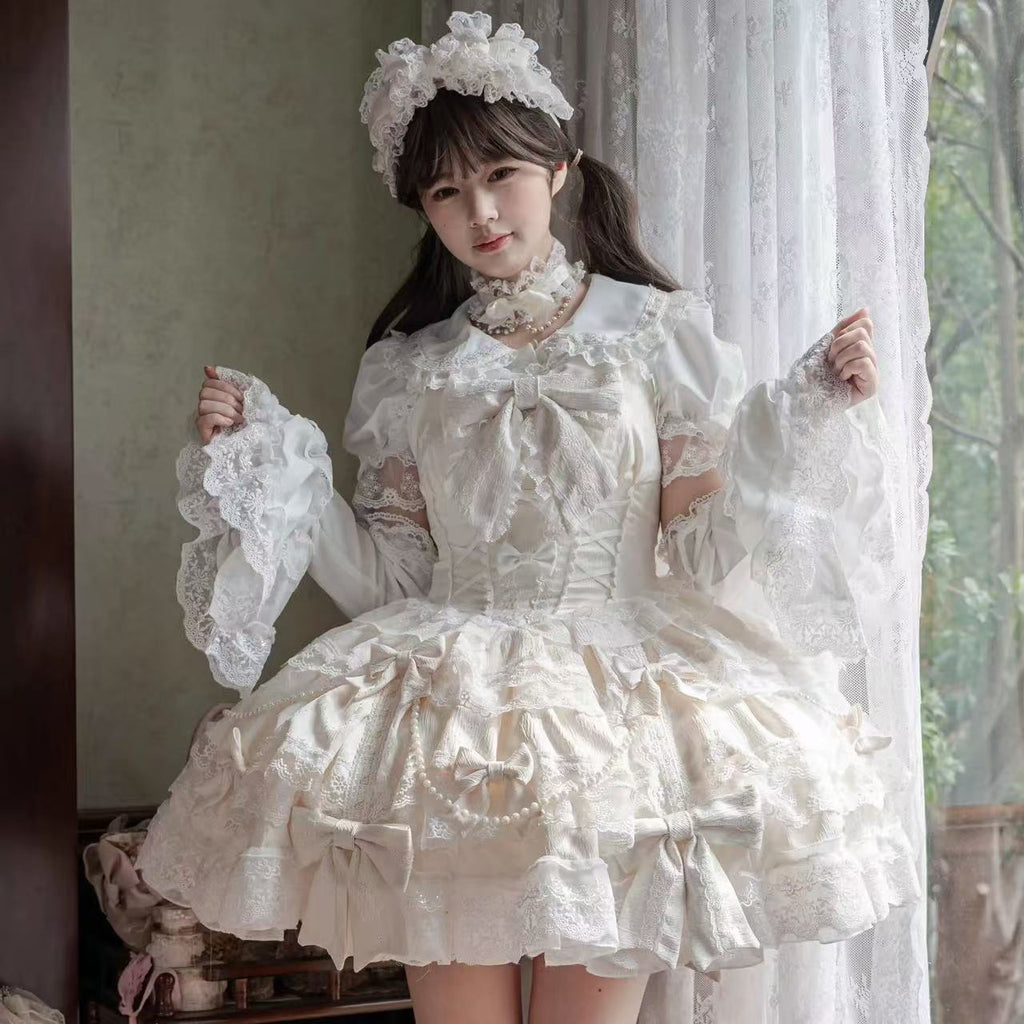 Design Concept:
Exude timeless sweetness with this Sweet Lolita ivory JSK dress. Featuring a sleeveless design, multi-layered ruffles, delicate bows, and intricate lace details, it radiates a refined and charming Lolita aesthetic. The flowing silhouette creates a graceful, princess-like look, perfect for tea parties, photoshoots, or themed gatherings. Comfortable yet visually enchanting, this dress adds a soft, elegant touch to any Lolita wardrobe, making it a versatile piece for creating sweet and sophisti