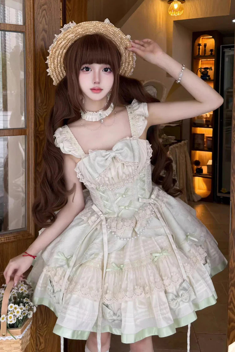 Design Concept:


Dance into a fairy-tale world with this Sweet Lolita mint green JSK dress. Designed with a sleeveless cut, layered ruffles, delicate bows, and intricate lace, it captures the elegance of ballet and the whimsy of a fairy princess. The soft mint shade evokes freshness and innocence, while the flowing skirt creates a light, airy silhouette that twirls beautifully with every step. Perfect for tea parties, photoshoots, cosplay, or any dreamy Lolita coordinate, this dress brings a magical and en
